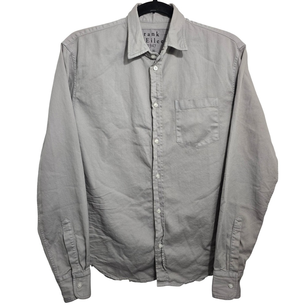 Frank & Eileen Distressed Luke Grey Cotton Button Down Shirt Mens XS Made in USA